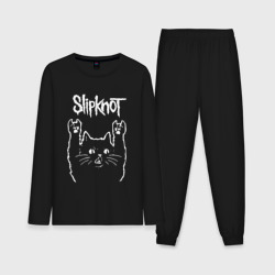 Мужская пижама с лонгсливом хлопок Slipknot, Слипкнот Рок кот