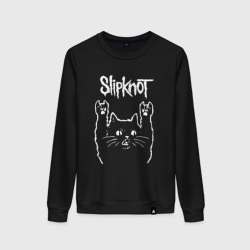 Женский свитшот хлопок Slipknot, Слипкнот Рок кот