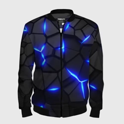 Мужской бомбер 3D Cyberpunk броня синяя сталь текстура