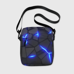 Сумка через плечо 3D Cyberpunk броня синяя сталь текстура