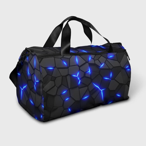 Сумка спортивная 3D Cyberpunk броня синяя сталь текстура