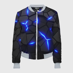 Женский бомбер 3D Cyberpunk броня синяя сталь текстура