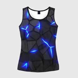 Женская майка 3D Cyberpunk броня синяя сталь текстура