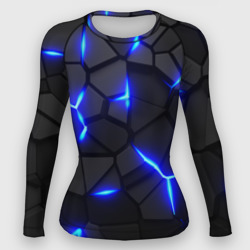 Cyberpunk броня синяя сталь текстура – Женский рашгард 3D с принтом купить