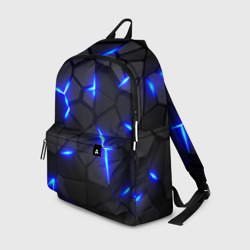 Рюкзак 3D Cyberpunk броня синяя сталь текстура