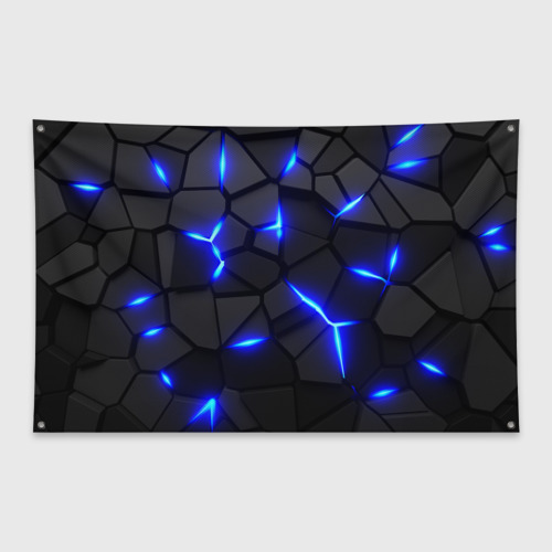 Флаг-баннер Cyberpunk броня синяя сталь текстура