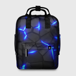 Женский рюкзак 3D Cyberpunk броня синяя сталь текстура