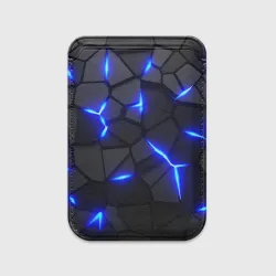 Картхолдер Magsafe магнитный Cyberpunk броня синяя сталь текстура