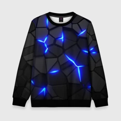 Детский свитшот 3D Cyberpunk броня синяя сталь текстура