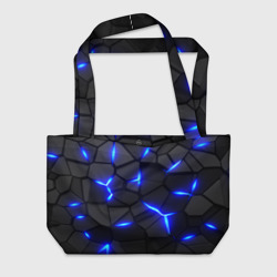 Пляжная сумка 3D Cyberpunk 2077: броня синяя сталь