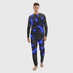 Мужской костюм для дома 3D Cyberpunk броня синяя сталь текстура - фото 2
