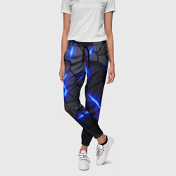 Женские брюки 3D Cyberpunk броня синяя сталь текстура - фото 2