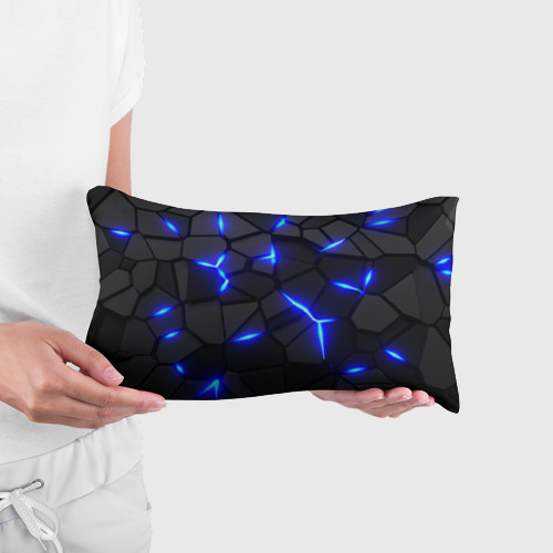 Подушка 3D антистресс Cyberpunk броня синяя сталь текстура - фото 3