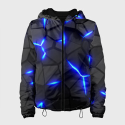 Женская куртка 3D Cyberpunk броня синяя сталь текстура