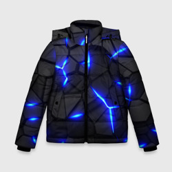 Зимняя куртка для мальчиков 3D Cyberpunk броня синяя сталь текстура