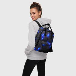 Женский рюкзак 3D Cyberpunk броня синяя сталь текстура - фото 2
