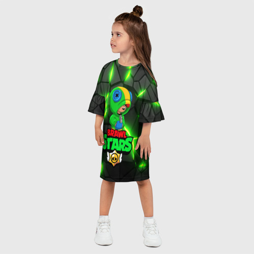 Детское платье 3D Леон - браво старс Brawl Stars, цвет 3D печать - фото 3