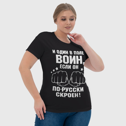 Женская футболка 3D Один в поле Воин Русский, цвет 3D печать - фото 6