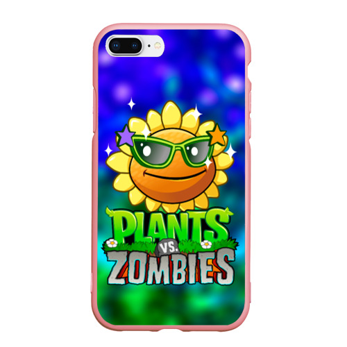 Чехол для iPhone 7Plus/8 Plus матовый с принтом Plants vs Zombies / подсолнух, вид спереди #2