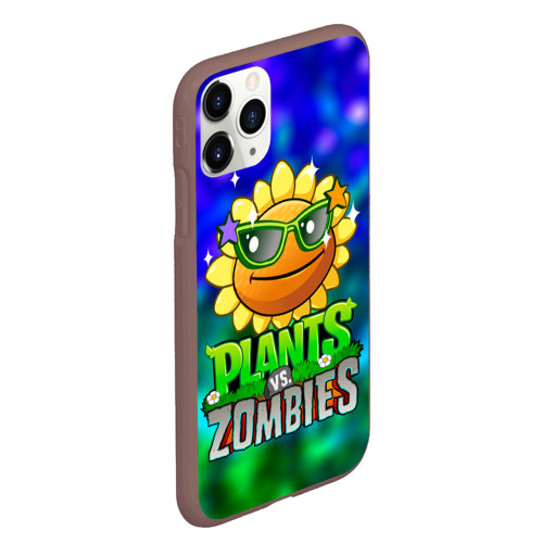 Чехол для iPhone 11 Pro Max матовый с принтом Plants vs Zombies / подсолнух, вид сбоку #3
