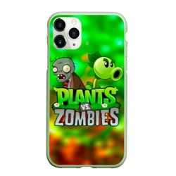 Чехол для iPhone 11 Pro Max матовый Plants vs Zombies горохострел и зомби