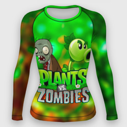 Женский рашгард 3D Plants vs Zombies горохострел и зомби