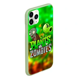 Чехол для iPhone 11 Pro Max матовый Plants vs Zombies горохострел и зомби - фото 2