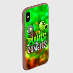 Чехол для iPhone XS Max матовый Plants vs Zombies горохострел и зомби - фото 2