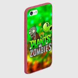Чехол для iPhone 5/5S матовый Plants vs Zombies горохострел и зомби - фото 2