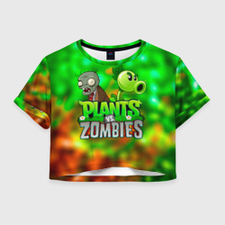 Женская футболка Crop-top 3D Plants vs Zombies горохострел и зомби