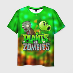 Мужская футболка 3D Plants vs Zombies горохострел и зомби