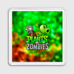 Магнит 55*55 Plants vs Zombies горохострел и зомби