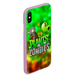 Чехол для iPhone XS Max матовый Plants vs Zombies горохострел и зомби - фото 2