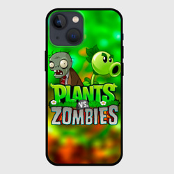 Чехол для iPhone 13 mini Plants vs Zombies горохострел и зомби