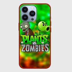 Чехол для iPhone 13 Pro Plants vs Zombies горохострел и зомби