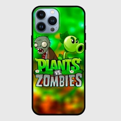 Чехол для iPhone 13 Pro Max Plants vs Zombies горохострел и зомби