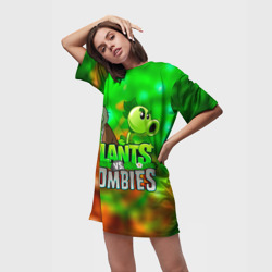 Платье-футболка 3D Plants vs Zombies горохострел и зомби - фото 2