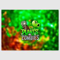 Поздравительная открытка Plants vs Zombies горохострел и зомби