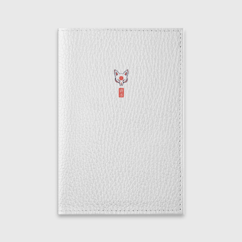 Обложка для паспорта матовая кожа Маска демонической лисы, цвет голубой