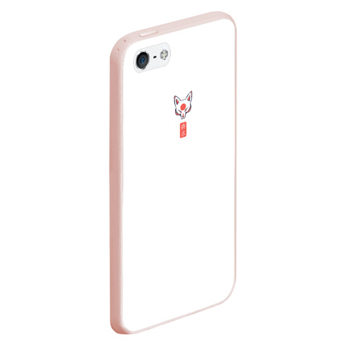 Чехол для iPhone 5/5S матовый Маска демонической лисы, цвет светло-розовый - фото 3