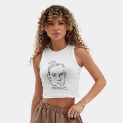 Женская укороченная майка-топ хлопок Ремарк. Время посидеть дома. Омикрон - фото 2