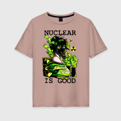 Женская футболка хлопок Oversize Девушка и радиация