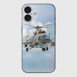 Чехол для iPhone 16 силиконовый с защитой камеры Многоцелевой вертолёт МИ-8