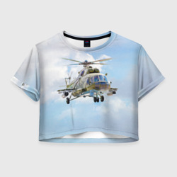 Женская футболка Crop-top 3D Многоцелевой вертолёт. МИ-8