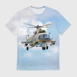 Мужская футболка 3D Многоцелевой вертолёт МИ-8