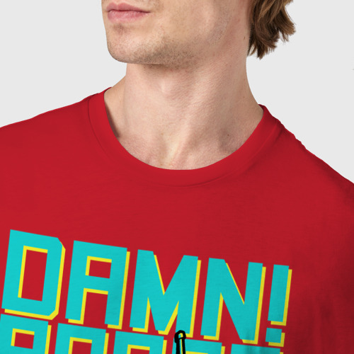 Мужская футболка хлопок Грустный робот с антенной, цвет красный - фото 6