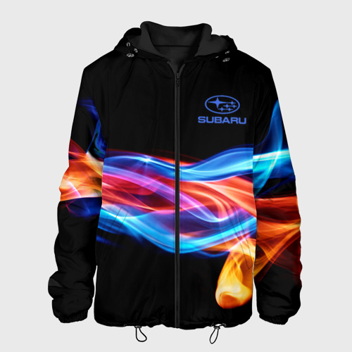 Мужская куртка 3D с принтом Subaru Пламя огня, вид спереди #2