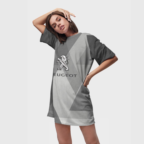 Платье-футболка 3D Peugeot много оттенков серого, цвет 3D печать - фото 3