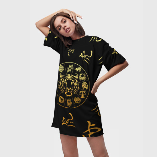 Платье-футболка 3D Знаки зодиака Год Тигра, цвет 3D печать - фото 3