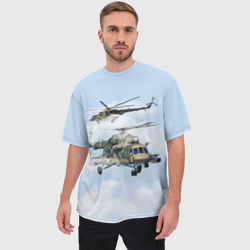 Мужская футболка oversize 3D Ми-8. Вертолёт - фото 2